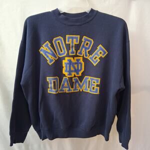 Savvy Notre Dame Crew Neck Pullover Sweatshirt Navy Blue-XL